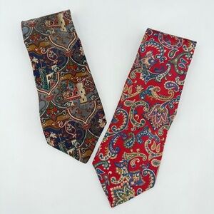 Christian Dior Monsieur Mens Neckties Lot 2 Dress Ties Made USA Paisley Castle